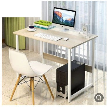 Bureau NOBI minimaliste blanc et bois, petit model en vue face mettant en avant son design épuré