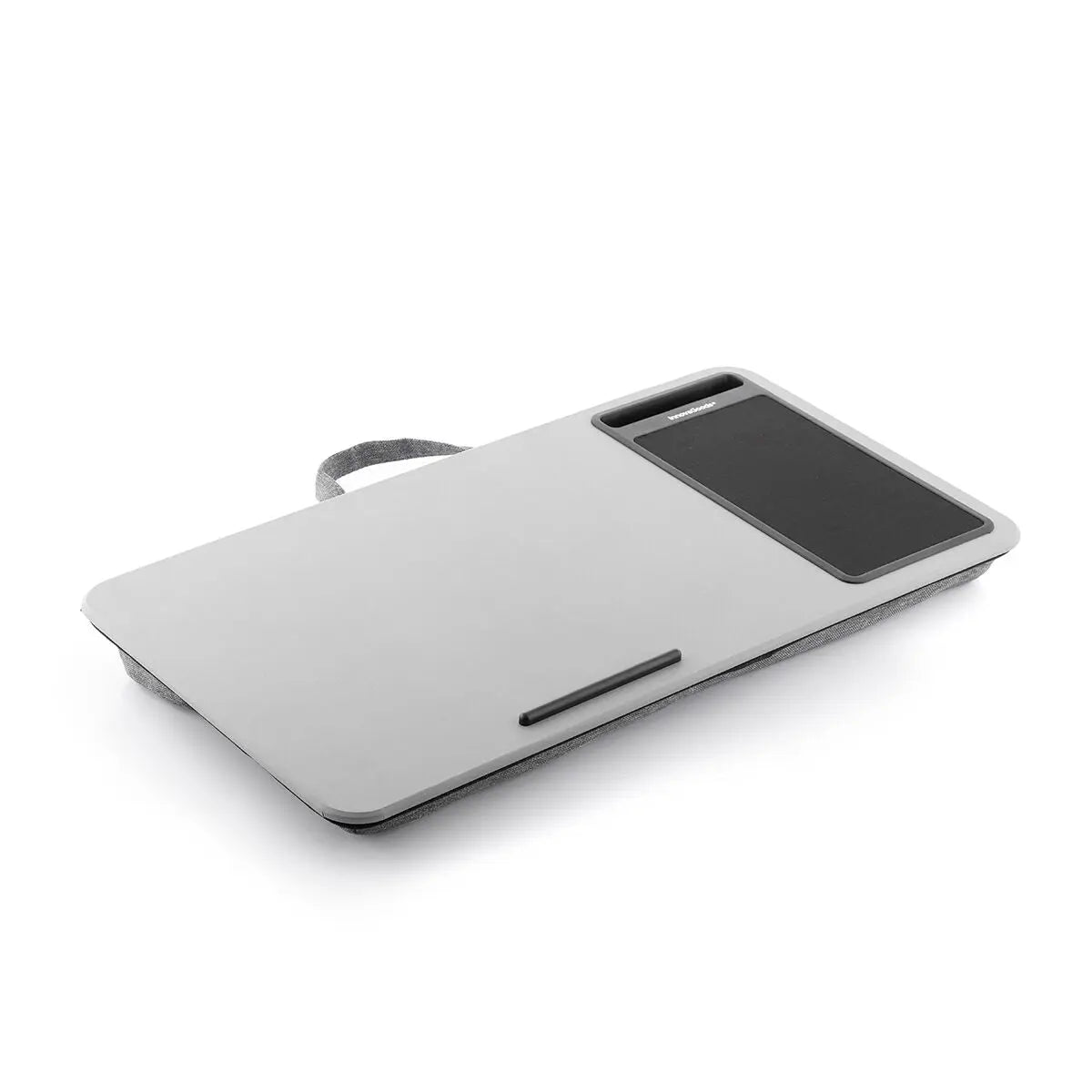 Vue latérale du Bureau avec coussin Portable XL sur fond blanc. Kozyo.fr vous présente la solution ergonomique