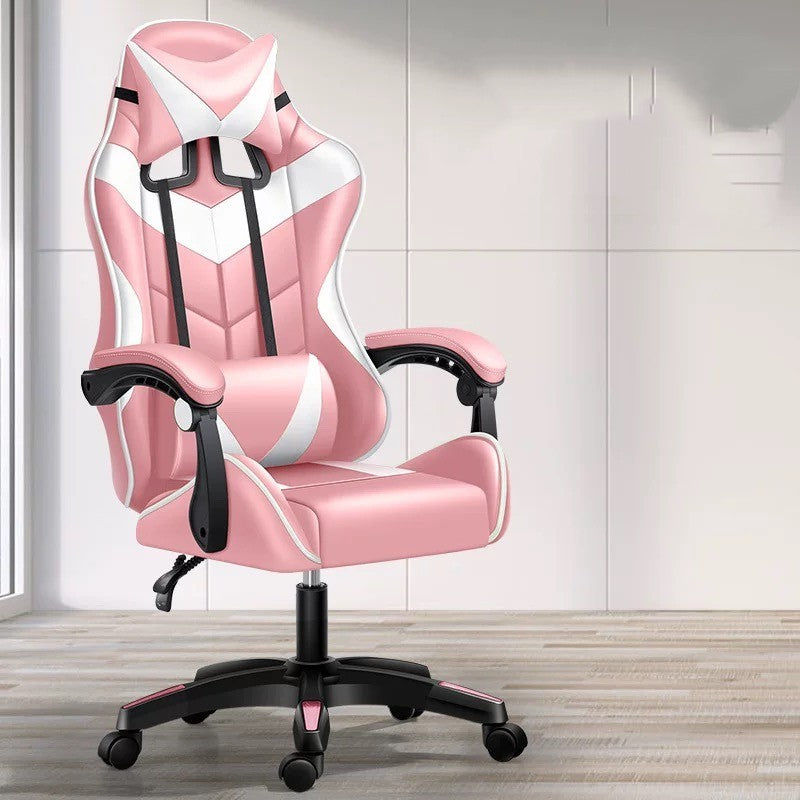Vue de coté de la Chaise de Bureau Gaming avec Soutien Lombaire | ORIA, modèle rose et blanc. Soyez conquis par ce modèle ultra confort avec Kozyo.