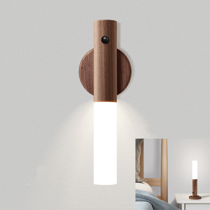 Lampe Led avec Détecteur Intelligent en Bois Bigbuy