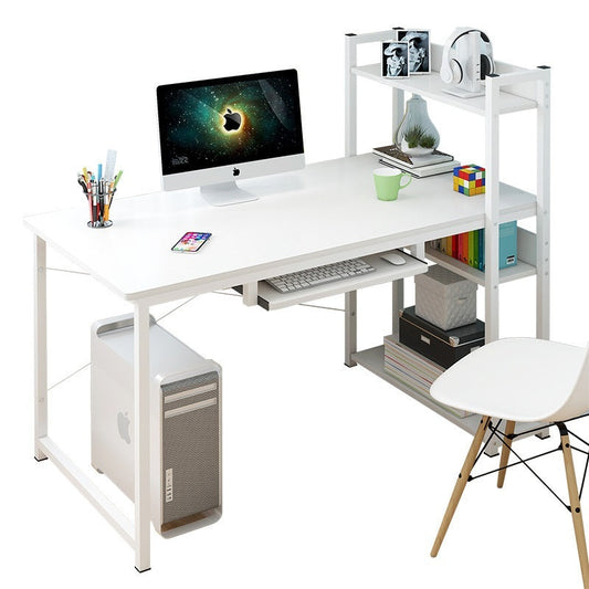 Bureau moderne avec étagère de rangement intégré – coloris bois naturel – idéal pour le télétravail