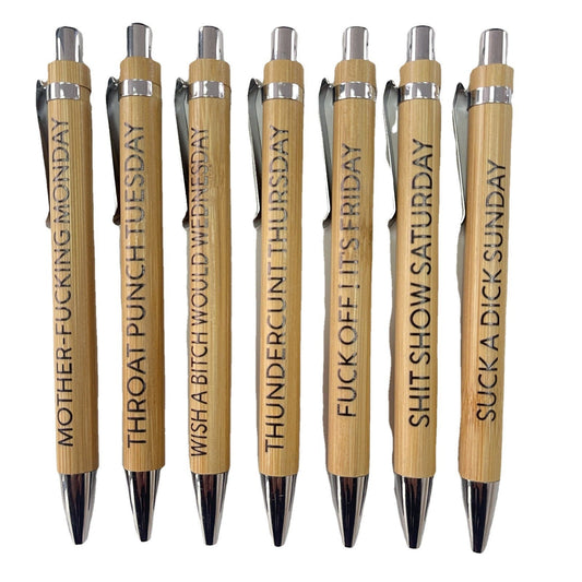 Lot de 7 stylos en bambou Bigbuy