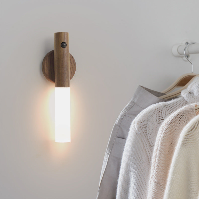 Lampe Led avec Détecteur Intelligent en Bois Bigbuy