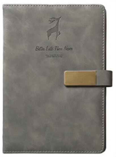 Bloc-notes en similicuir, couleur gris. Sublimez vos prises de notes avec ce carnet. 