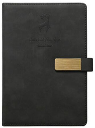 Vue de face du Bloc-notes en similicuir, couleur noir. Élégant et parfait pour vos prises de notes. Disponible chez Kozyo en trois format.