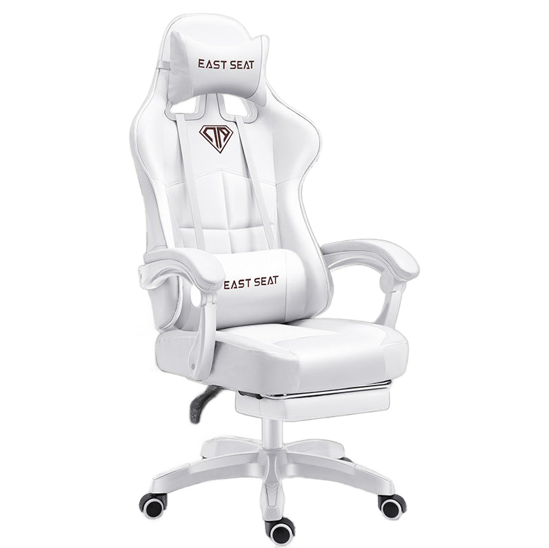 Zoom sur le revêtement lisse en cuir synthétique blanc de la chaise LINO, sur fond blanc