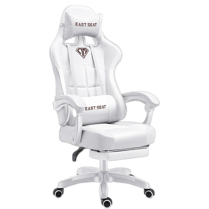 Zoom sur le revêtement lisse en cuir synthétique blanc de la chaise LINO, sur fond blanc