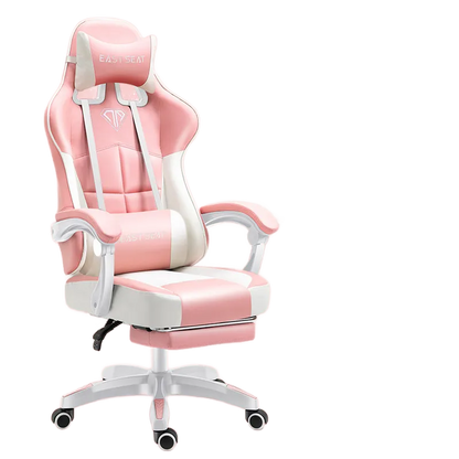 Profil latéral de la Chaise LINO rose,sur fond blanc, montrant la chaise en position normale