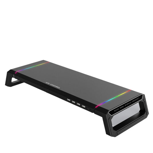 Vue latérale du Rehausseur d'Ecran RGB & USB 3.0, sur fond blanc - Kozyo.shop