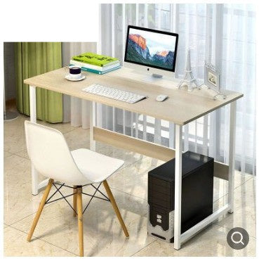  Bureau NOBI minimaliste blanc et bois, vue latérale mettant en avant son design épuré